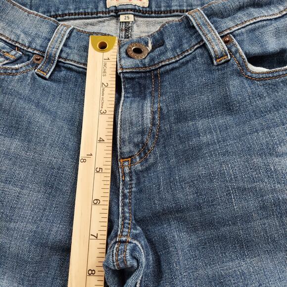 Fossil Jeans Womens Straight Size 25 Dark Wash Denim Stretch Low Rise Raw Hem - Picture 5 of 10